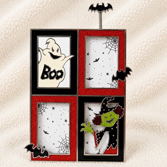 FramEx Other - Halloween Double Picture Frame Ghost Witch Bat Glitter Orange Black 2 Photo